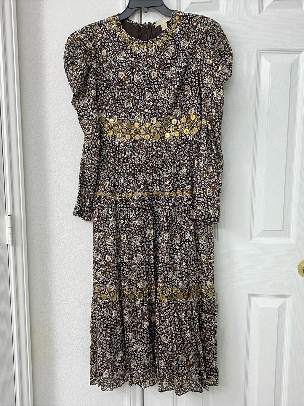 Michael Michael Kors Dark Brown Flower Pattern Dress